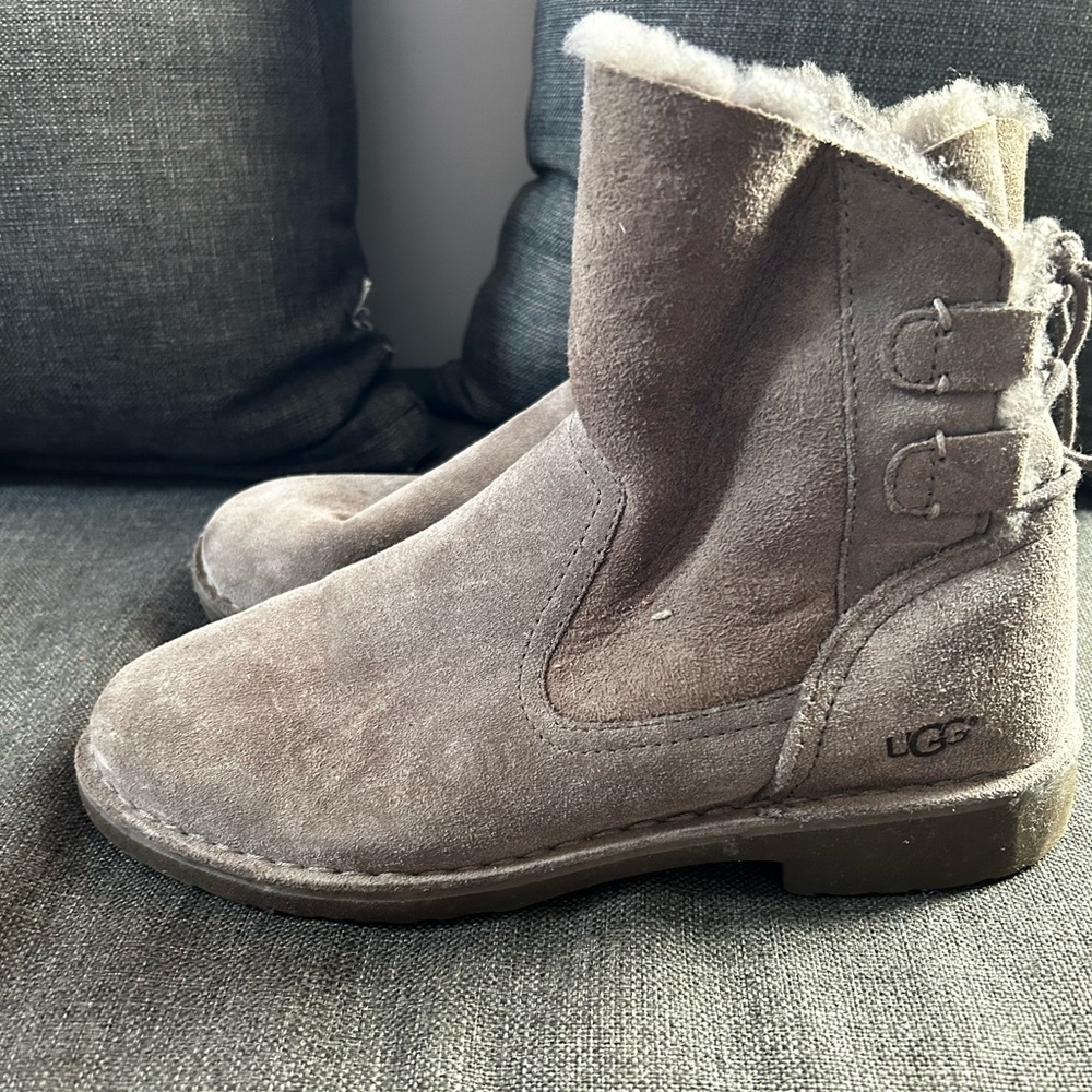 Grey UGG Boots with lace up back